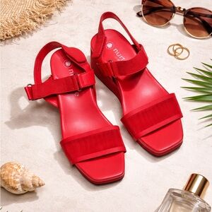 ROAM Red (melon) Women's Slingback Sandals with Adjustable Strap 8.5 Platform